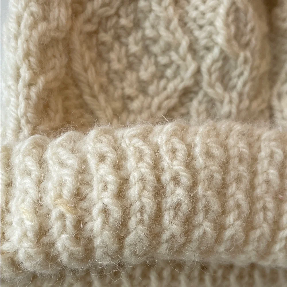 Vintage Cozy Cream Knit Hat and Mittens Set for Kids